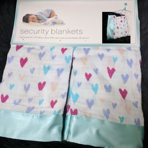 Anais Summer Soiree Heart Muslin Issie Security Blanket 2 Pack New NWT Aden